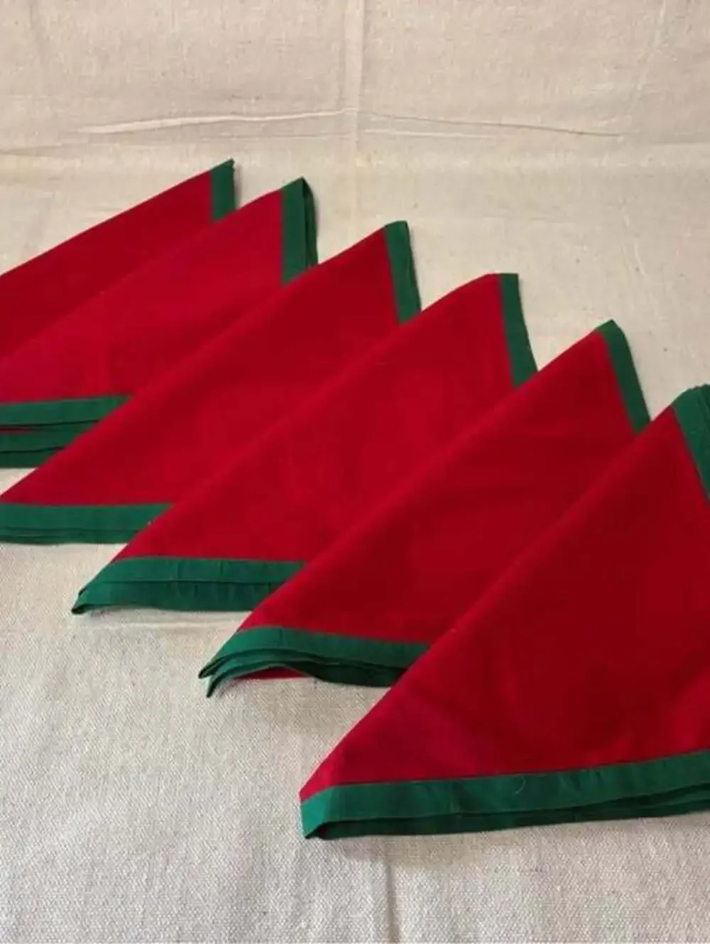 Vintage cotton red & green holiday napkins set of 6